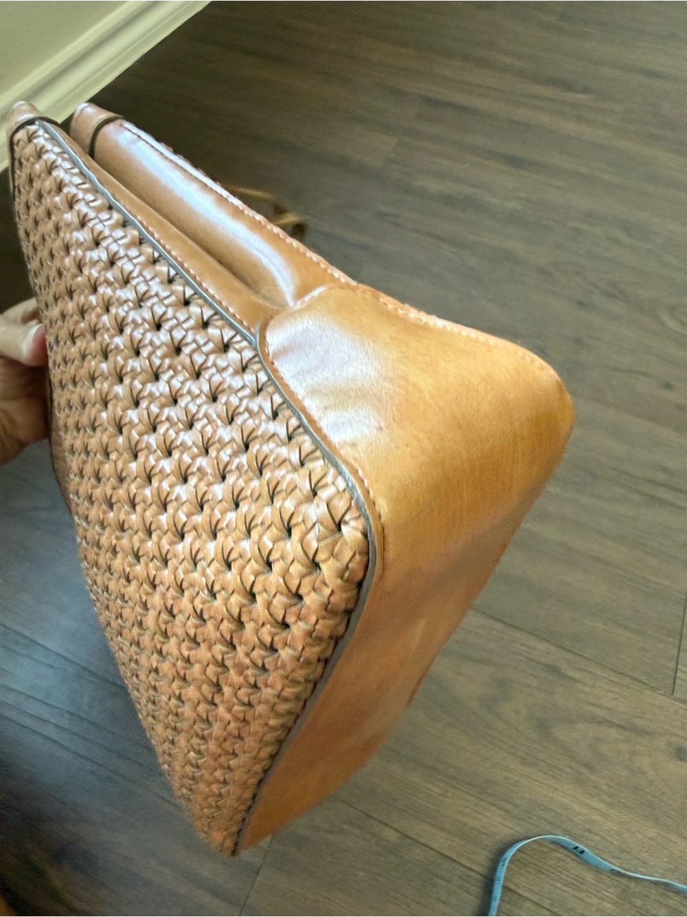 Liz Claiborne Classic Woven Leather Shoulder Bag Basket Weave Brown Purse Vtg - Picture 6 of 13